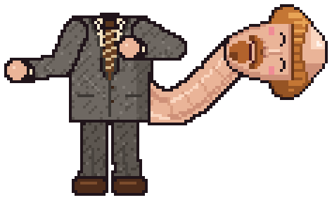Pixel Harold taking a bow